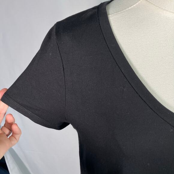 Cupio Black V-Neck Tunic‎ Tee Shirt Womens M Soft Stretch Short Sleeve Basic Top - Picture 4 of 12